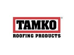 A black and red logo for tamko roofing products.